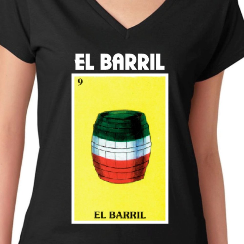 El Barril V-Neck Mexican Bingo Black